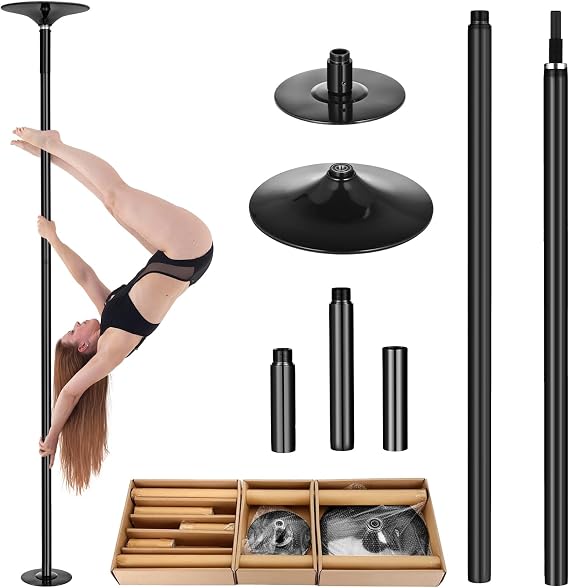 Removable Dance Pole 45mm for Home, Spinning & Static Mode Stripper Pole, Heavy Duty Steel Adjustable Height Dancing Pole, Portable Exercise Pole for Club Gym Studio, Black