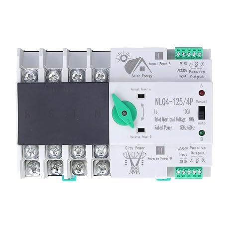 LiebeWH 4P 100A 220V Automatic Transfer Switch, DIN Rail Mount