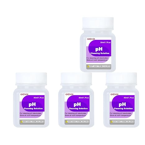 Cleaning Solution 50ml*4 for pH Meter Electrode,TDS EC Probe Cleaning Cleanser,Electrode Cleaning Solution