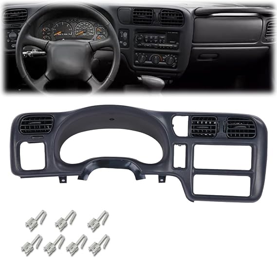 G-PLUS Dash Trim Bezel Cover Single Din Compatible with Chevy Blazer S10 GMC Jimmy Sonoma 1998-2004 Dashboard Radio Bezel (Dark Grey ABS Plastic)
