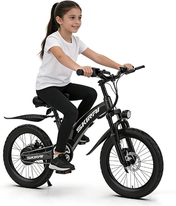 Lightweight Electric Bike for Kids, 250W Brushless Motor, 25.2V 7Ah Battery, 3 Speed up to 15 mph, 20 Inch Tires, Adjustable Seat Ebike for Ages 6 to 10