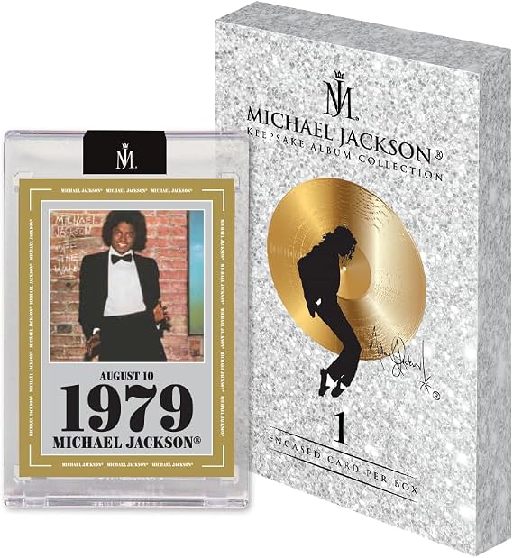 Michael Jackson Album Collection Keepsake Exclusive Trading Card Box | One Encased Serial Numbered Hit, 7 Iconic Albums, Chase Gold and Black 1-of-1 Parallels