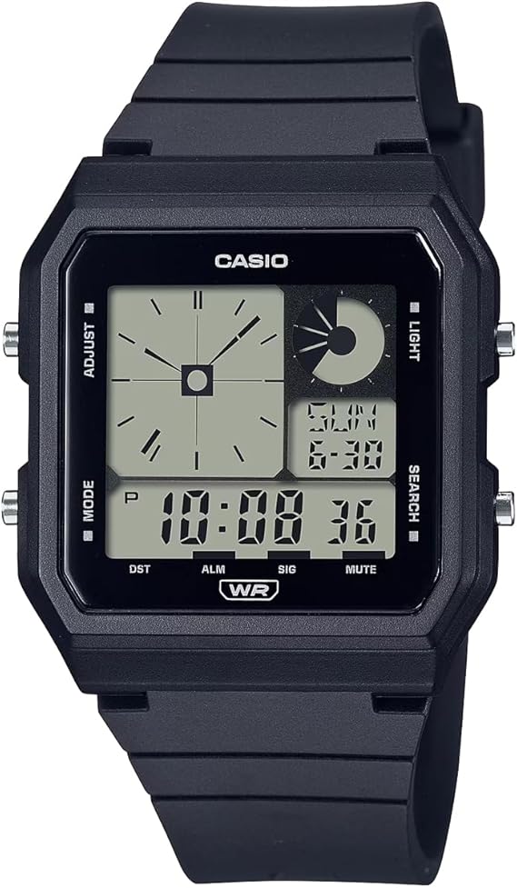 Casio Digital Resin Band Unisex Watch, Black///White, Compact