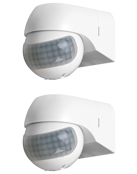 QWORK 110-220V PIR Motion Sensor Light Switch, 2 Pack, High Sensitive Waterproof Wall Sensor Light Switch for Outdoor&Indoor, 49-98FT Detection Distance
