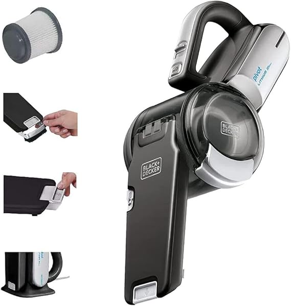 BLACK+DECKER dust buster PIVOT VAC Handheld Vacuum Cordless, Car Vacuum Portable Rechargeable, Extendible Crevice Tool and 200 Degree Pivoting Nozzle, Strong Suction, Lightweight (BDH2000PL)