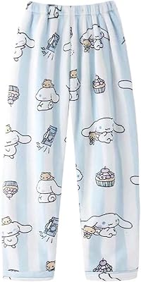 Womens Cartoon Fleece Pajama Pants, Girls Winter Warm Cozy Pj Bottoms Plush Lounge Sleep Pant with Pockets