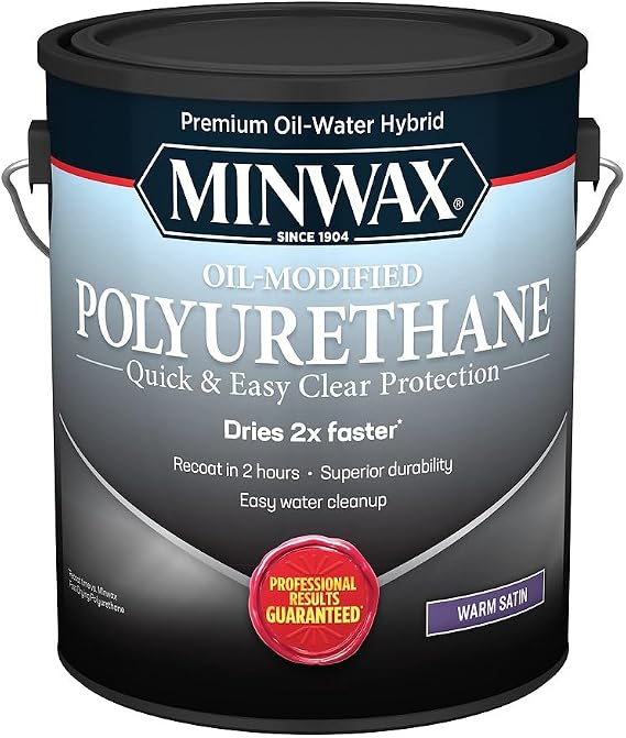 Minwax Water-Based Oil-Modified Polyurethane, Warm Satin, Clear, 1 Gallon