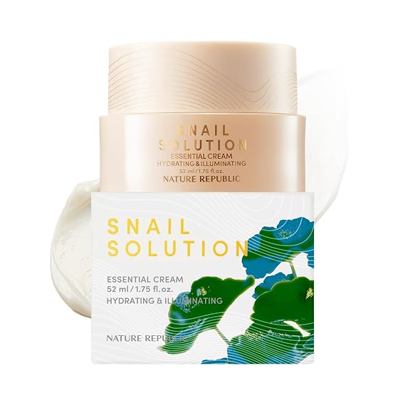Nature Republic Snail Mucin Cream Hydrating Korean Moisturizer for Repair & Glow, K-Beauty Skincare, Anti-Aging Facial Cream, 52mL  1.75 Fl.Oz
