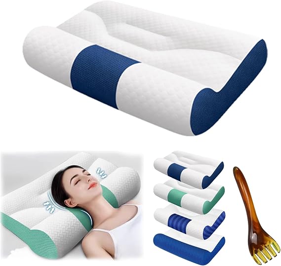 24In * 15Inch Neck Pillow for Sleeping, Nimecal Ergonomic Goose Down Pillow, Sleep Enhancing Cervical Support Comfort Goose Down Pillow, Cervical Support Pillow for Side, Back Sleeper (1PC-A)