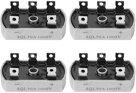 Walfront 4Pcs 3-Phase Rectifier, 50A 1000V Electric Full Bridge Rectifier Module Low Frequency, 1600V Reverse Repeat Peak Voltage