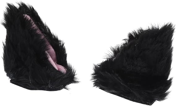 ACROPIX 1 Pair Universal Bicycle Motorcycle Self Adhesive Plush Cat Ears Shape for Helmet Decor Accessory Black Pink