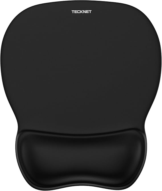 TECKNET Mouse Mat Wrist Support, Gel Ergonomic Mouse Mat, Mouse Pad Wrist Rest with Non-slip PU Base, Waterproof Surface Mouse Pad Wrist Support for Computer, Laptop, Office, Home and Travel, Black