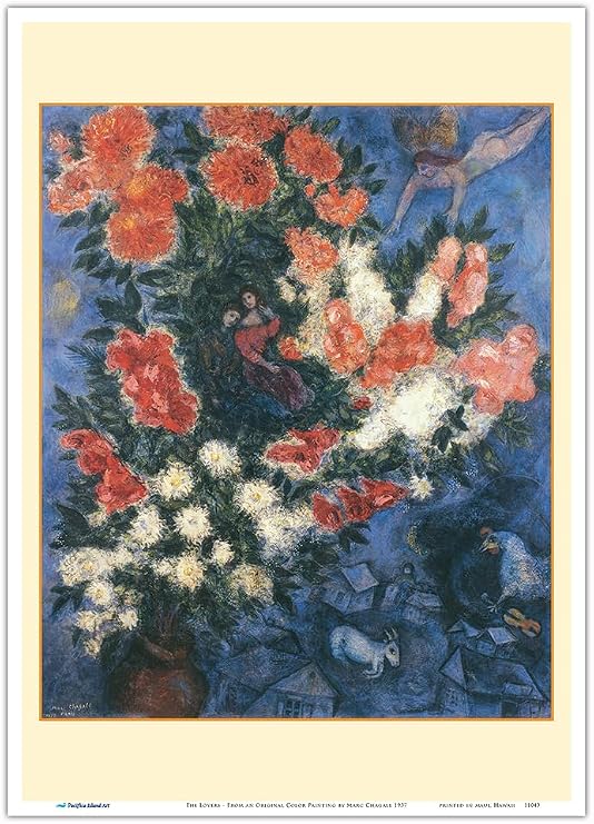 The Lovers Poster Print | Fine-Art Painting Reproduction, by Marc Chagall, c.1937, poster print, unframed, 10 x 14 in