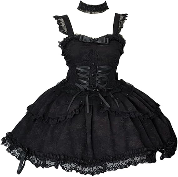 Tokutoyo Lolita JSK Dress, Gothic Lolita, Mori Girl, Jumper Skirt, Lace, Braided, Necklace, Mini, Gothic Style, Princess, Cute, Ribbon, Lace, Anime, Halloween, School Festival
