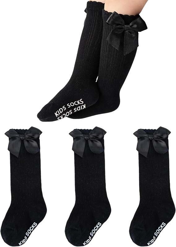 Baby Knee High Socks Non Slip Newborn Infant Toddlers Girl Stockings Cotton Bow Ruffle Long Socks Infant Dress Sock