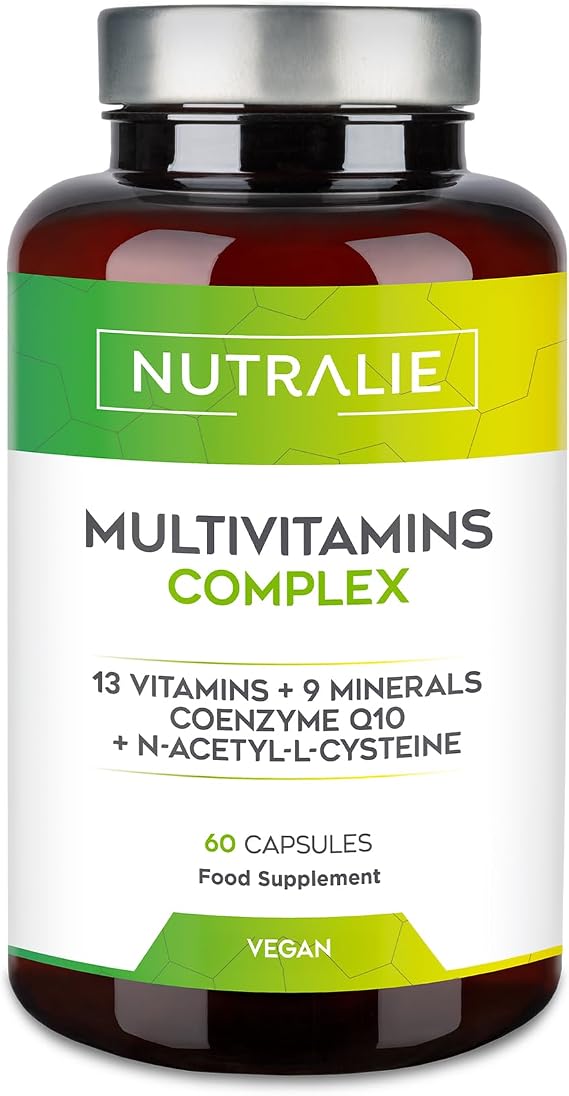 MULTIVITAMINS and Minerals - Multivitamin A-Z 29 Active Ingredients - Complete Vitamin Complex - Women Men - Vitamins A B C D E K, L-cysteine, Q10 and 9 Minerals - 60 Vegan Capsules Nutralie