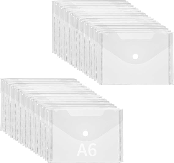 40 PCS Plastic Wallet, A6 Envelope Folder, Waterproof Document Organiser