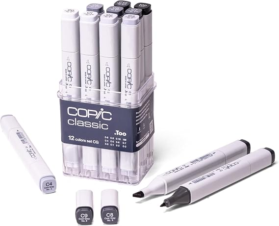 Copic Markers 12-Piece Cool Gray Set