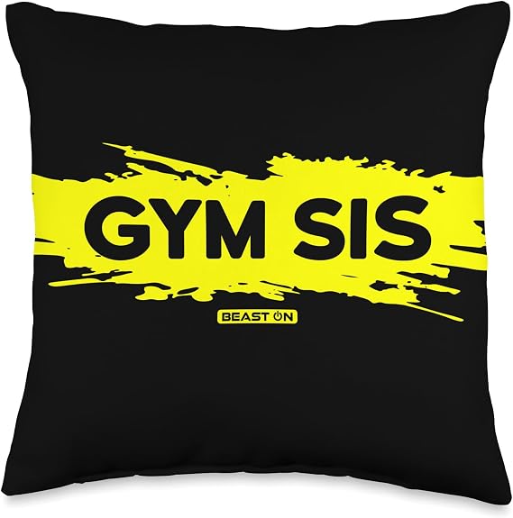 Gym Sis Yellow Bodybuilding Workout Women Fitness Training Throw Pillow