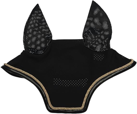 Schneiders Performance Mesh Fly Veil | Breathable Insect Protection for Horses | Mesh Ears, Squared-Off Front, Leather Binding | Stylish Look for Arena or Trail | Color Black