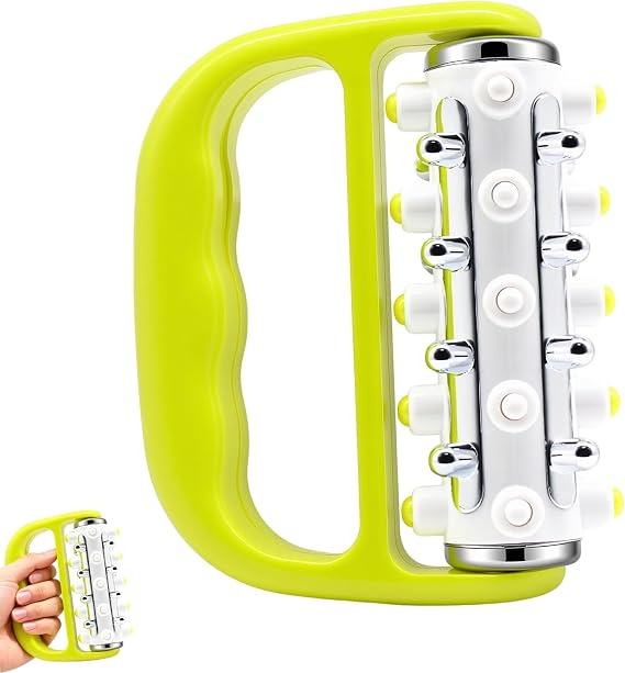 Massage Roller Hand Massager, Portable Hand Massage Roller for Legs, Feet, Arms, Back, Professional Massage Roller for Deep Massage (Yellow)