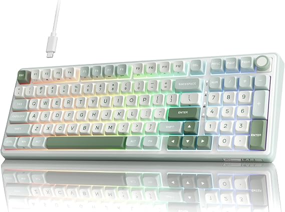 RK ROYAL KLUDGE R98 Pro 有線メカニカルキーボード RGB PCゲーミングキーボード ナンバーパッドとボリュームノブ付き ガスケットマウント MDA Profile PBT キーキャップ Win/Mac用 ホットスワップ可能なリニアクリームスイッチ