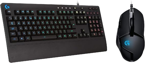 Logitech G213 Prodigy Gaming Keyboard, Black with G402 Gaming Mouse Hyperion Fury with 8 Programmable Buttons, Black