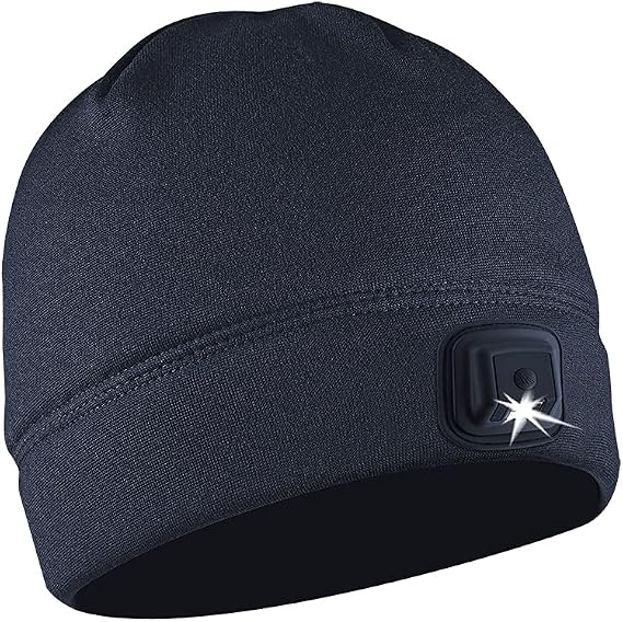 POWERCAP LED Hat Light 150 Lumens Rechargeable Fleece Beanie with Bright Built-in Headlamp Waterproof LED Warm One Size Cap