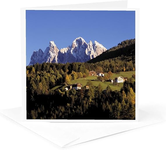 3dRose Italy, Dolomites, Crags of Odle Group 1 Greeting Card with envelope
