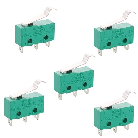 5Pcs KW4-3Z-3 Micro Limit Switch SPDT NO NC 3 Terminals Momentary Switch Green