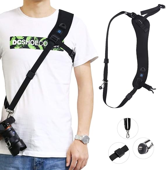 PULUZ Camera Shoulder Strap with Quick Release and Anti-Slip Soft Pad, Adjustable Camera Sling Strap for Photographers