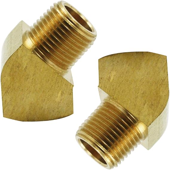 45 Degree Street Elbow 1/2" NPT Male x 1/2" NPT Female Brass Pipe Fitting (Pack of 2)