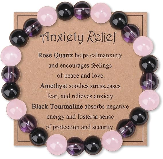 8 mm Crystal Bracelets for Women - Safe Travel, Good Luck, Anxiety, Protection for Reiki Natural Stone Beaded Healing Crystal Gifts, Birthday Anniversary Graduation Gifts for Women