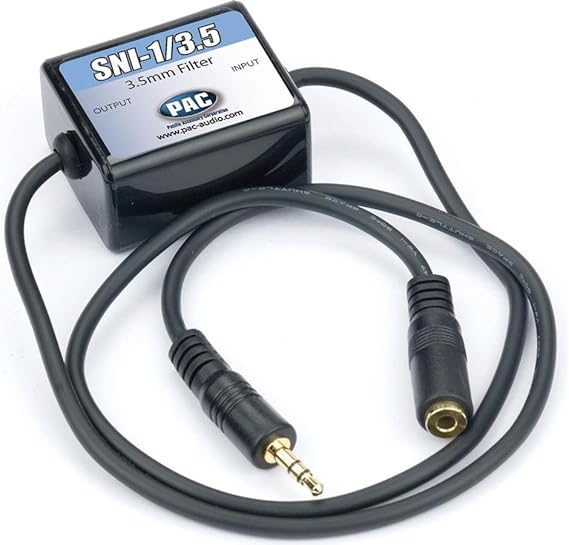 PAC SNI-1/3.5 3.5-mm Ground Loop Noise Isolator Works with iPod/Zune/iRiver and Others , Black | Eliminates alternator whine and hum in car stereos, inline eliminator filter, quiets headphone-jack static, compact design