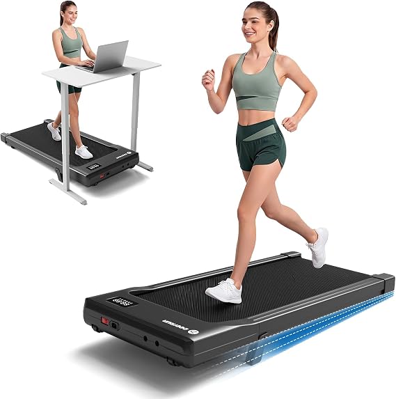 DeerRun Walking Pad Treadmill with Incline, Under Desk Treadmill for Home