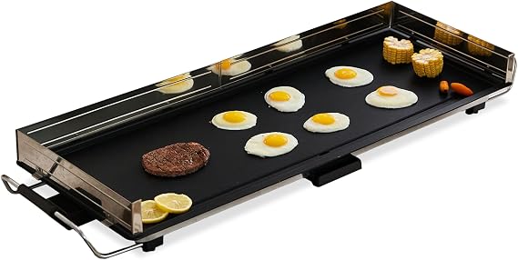 AEWHALE 35" Large Electric Griddle,Extra Wide Teppanyaki Grill with Detachable stainless Steel Baffle for Pancake Barbecue