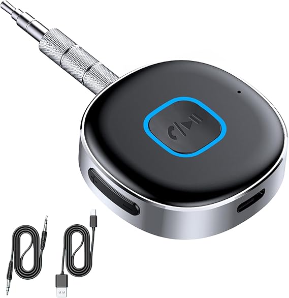 Car Bluetooth AUX Adapter, Bluetooth 5.4 Receiver for Home Stereo/Speaker/Wired Headphones, 3.5mm Audio Adapter Hi-Fi Receivers Amplifiers, Supports Dual Device Connection, 16H Playtime, Handsfree