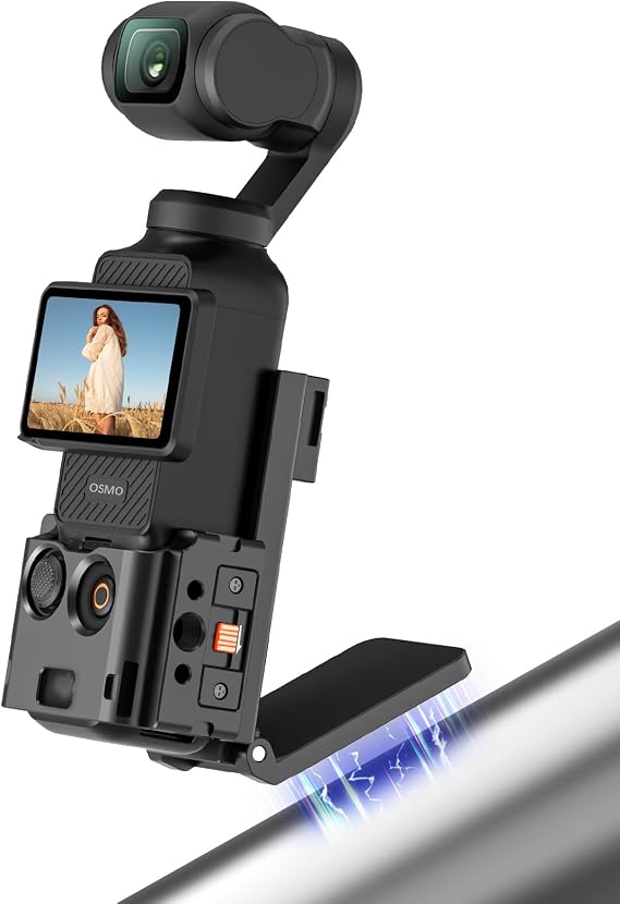 AMAZEAR Metal Magnetic Mount Cage for DJI OSMO Pocket 4/3 Accessories | Aluminum Protective Case Multifunction Frame for Xtra Muse Vlog Camera with Various Expansion, Super Strong, Black