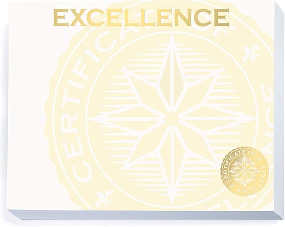 Excellence Seal Gold Foil Specialty Certificates, White, 50 Count