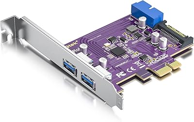 ipolex PCIe to 2-Port USB 3.0 Expansion Card with 19-Pin Connector to Extend 2 Front USB 3.0 Ports, with 15-pin SATA Power Connector, Support Windows 1087XP, Linux