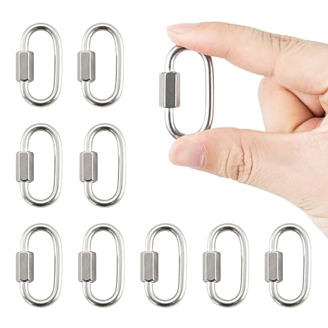 5/32 in Stainless Steel Quick Links, D-Shaped Chain Connectors, 10 Pack