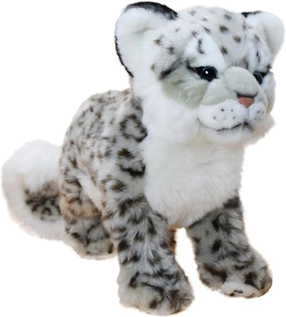 Snow Leopard Stuffed Animals Plush Toy, 18 Inches Realistic White Leopard Plushies