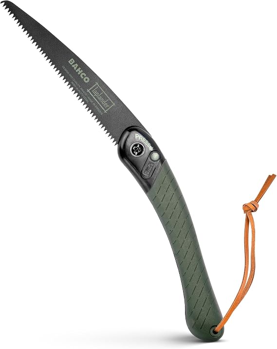 Bahco BAH396LAP Laplander Folding Saw, 7-1/2" Blade, Ergo Grip, Green | Trail Maintenance, Wood Processing And Camping Use, Rust Protected Blade, Secure Lock, Fast Cutting Action, Outdoor Tool