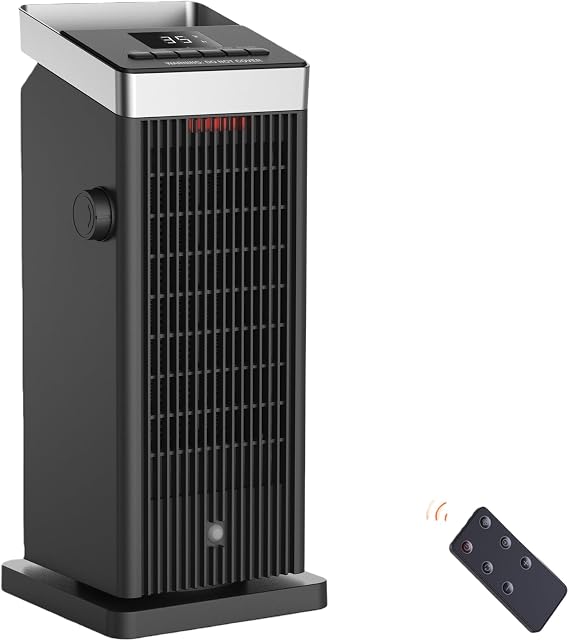 BREEZOME 1500W Ceramic Electric Heater, 4 Modes Space Heater for Indoor Use | PTC Fast Warm-Up, ECO Thermostat, 90Oscillating, Remote Control, 24H Timer, LED display, Home, Office, Dorm, Room