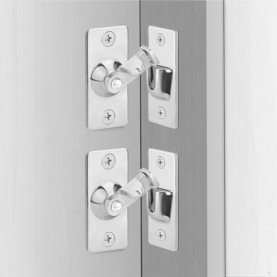 2 Pack Screen Door Latch 90 Degree, 1.73 x 0.75 Inches Gate Latch Sliding Screen Door Lock Barn Door Latch, Silver