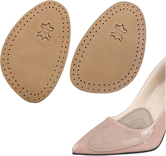 YeferStore Hakiki Deri Ayakkabı Numara Küçültme Pedi, Yarım Ön Kaydırmaz Stiletto Ayakkabı Tabanı 1 Çift (Naturel, 41-46)
