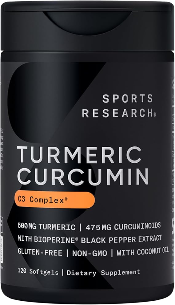 Sports Research Turmeric Curcumin w/Coconut Oil & BioPerine - 120 Count