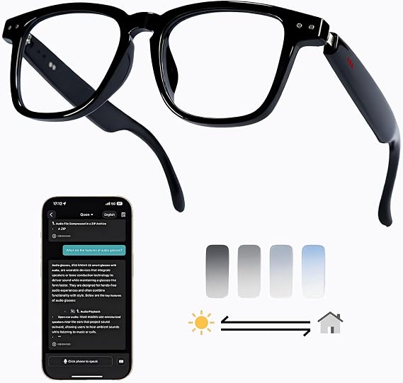 AI Smart Glasses with 164-Language Translation & Bluetooth Audio