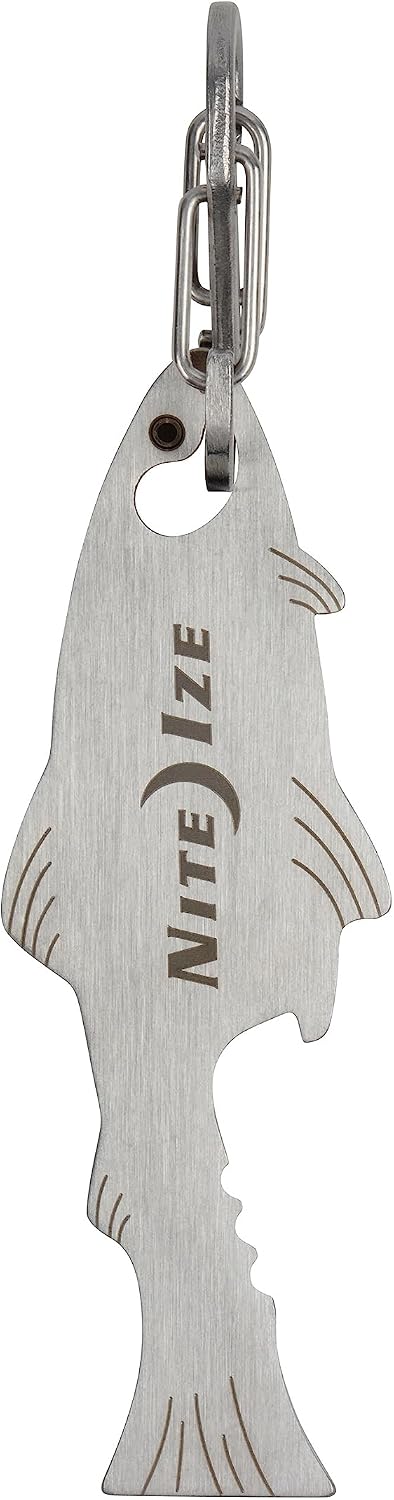 Nite Ize DoohicKey FishKey Key Tool Keychain Multi-Tool, Stainless, 1-Pack