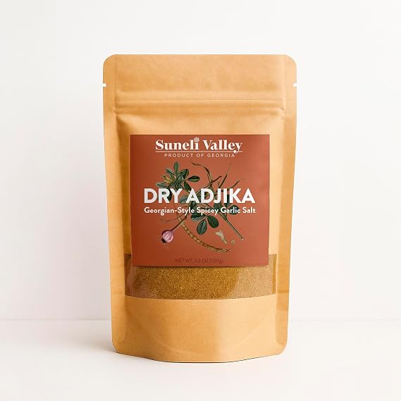 Suneli Valley Dry Adjika Powder | Spicy Georgian Garlic Rub | For Roasting, Grilling, and Seasoning 3.5oz(100g)